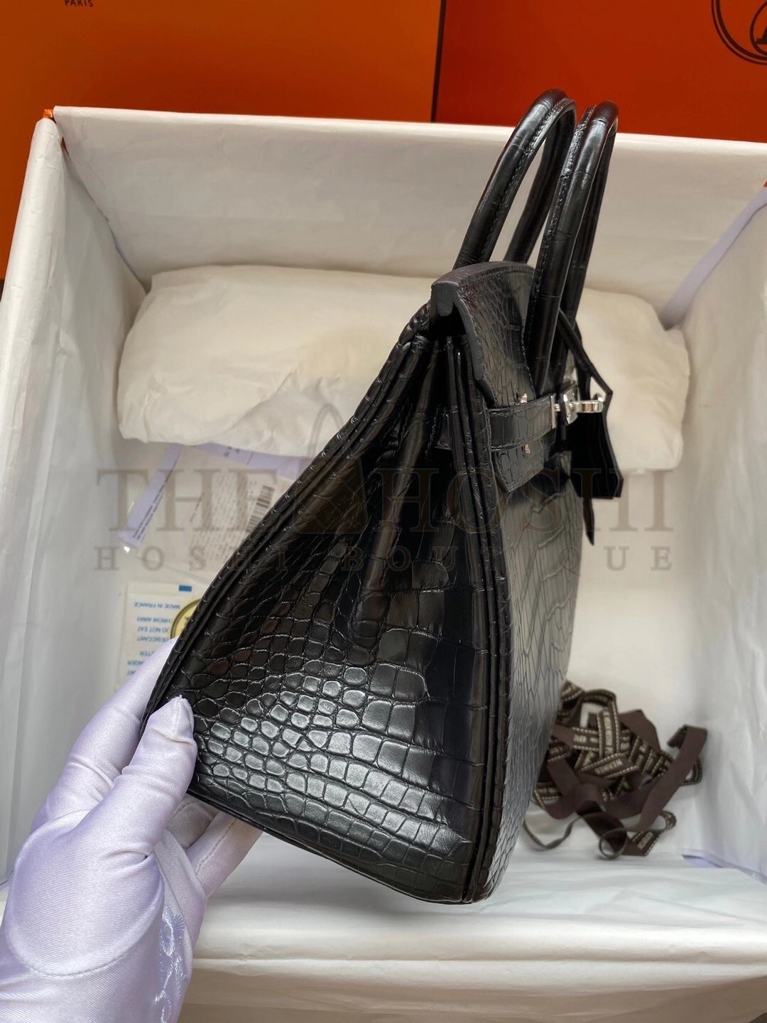 H**me5 Black Birkin 25cm Matte Alligator Crocodile Skin Bag Master Quality