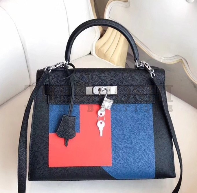 H**me5 Multicolor Blocks Kelly 28cm Black Bag Master Quality