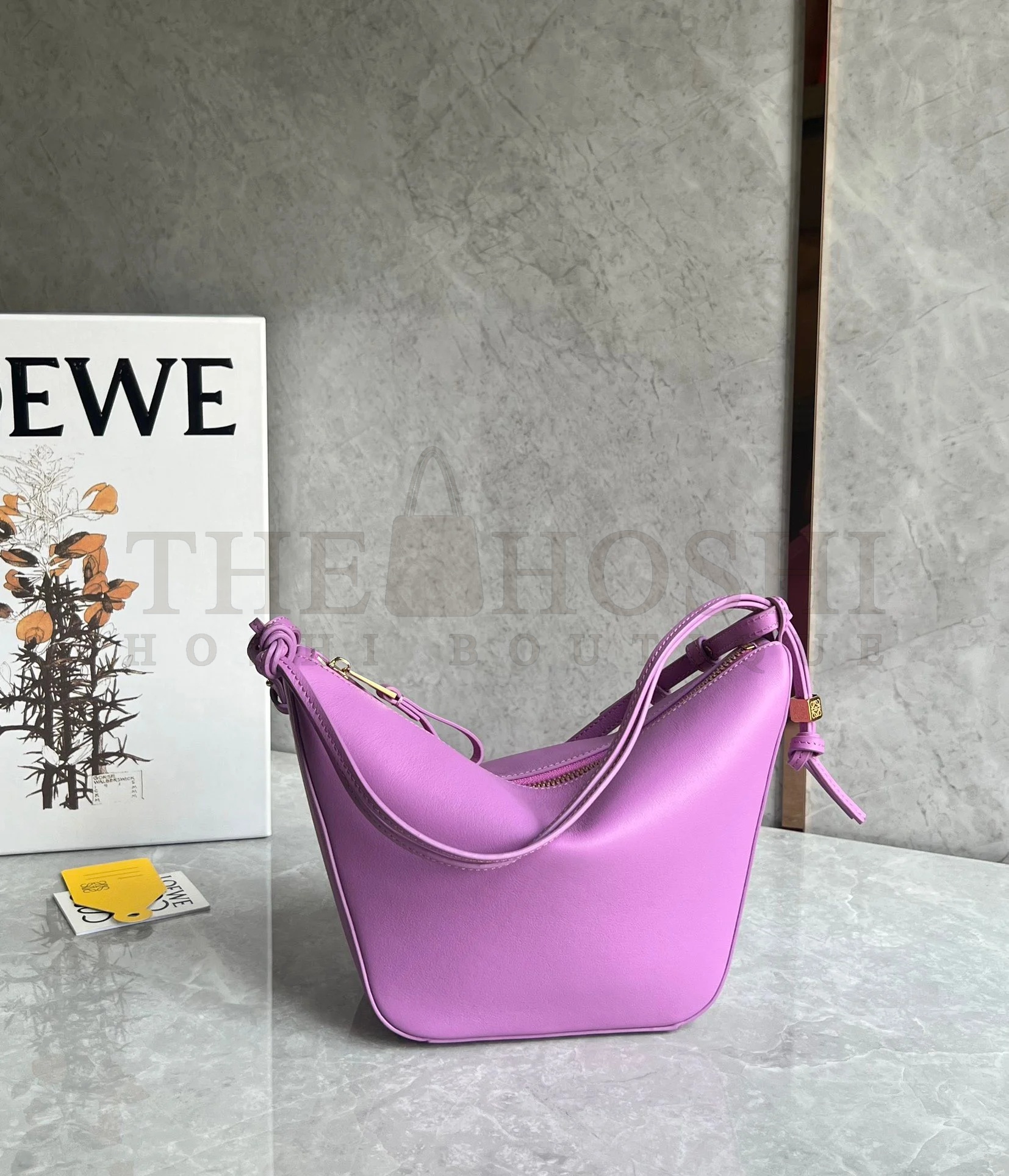 L0ew* Mini Hammock Hobo Bag in Rockrose Calfskin Master Quality