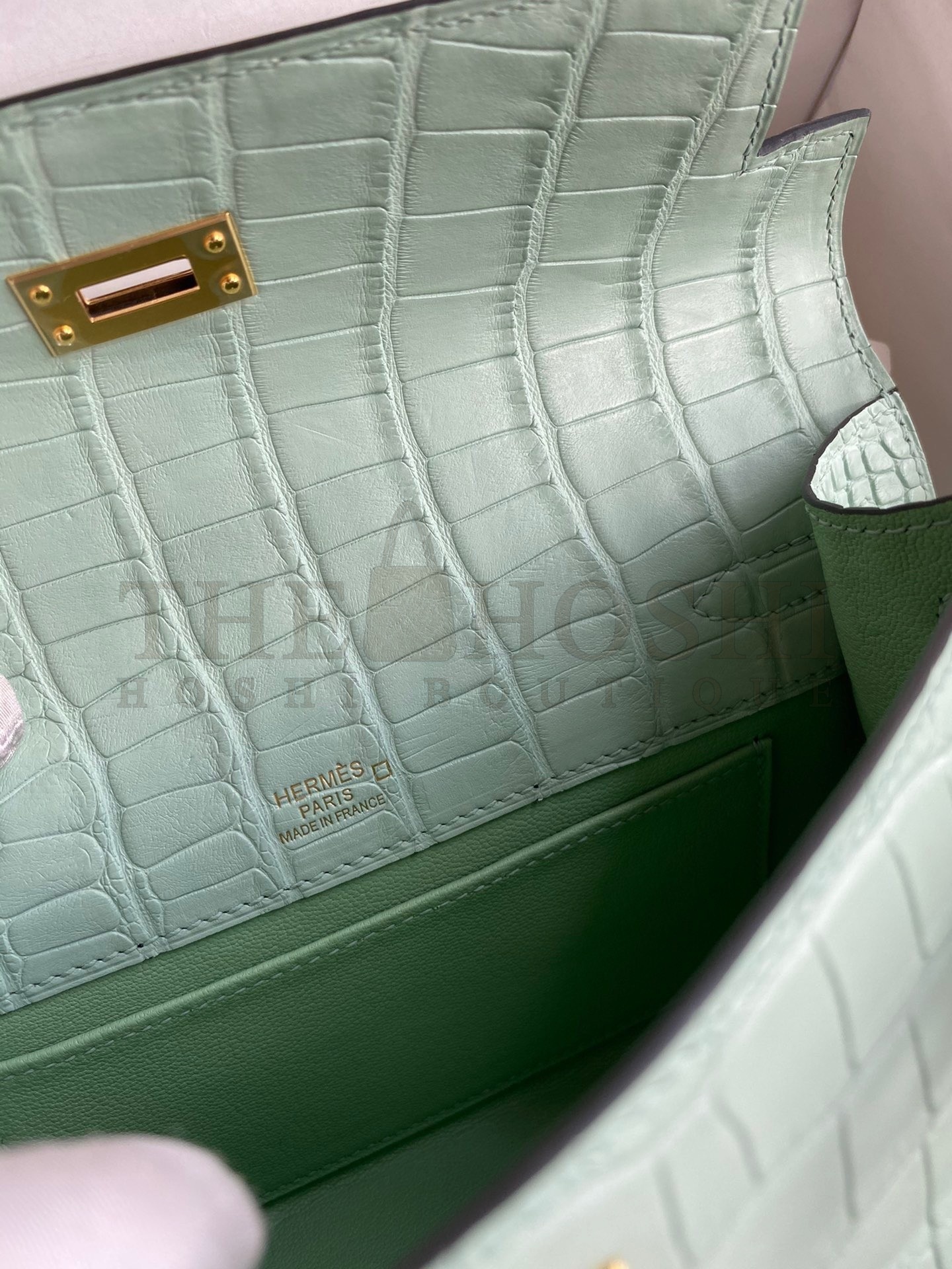 H**me5 Kelly Pochette Handmade Bag In Vert D