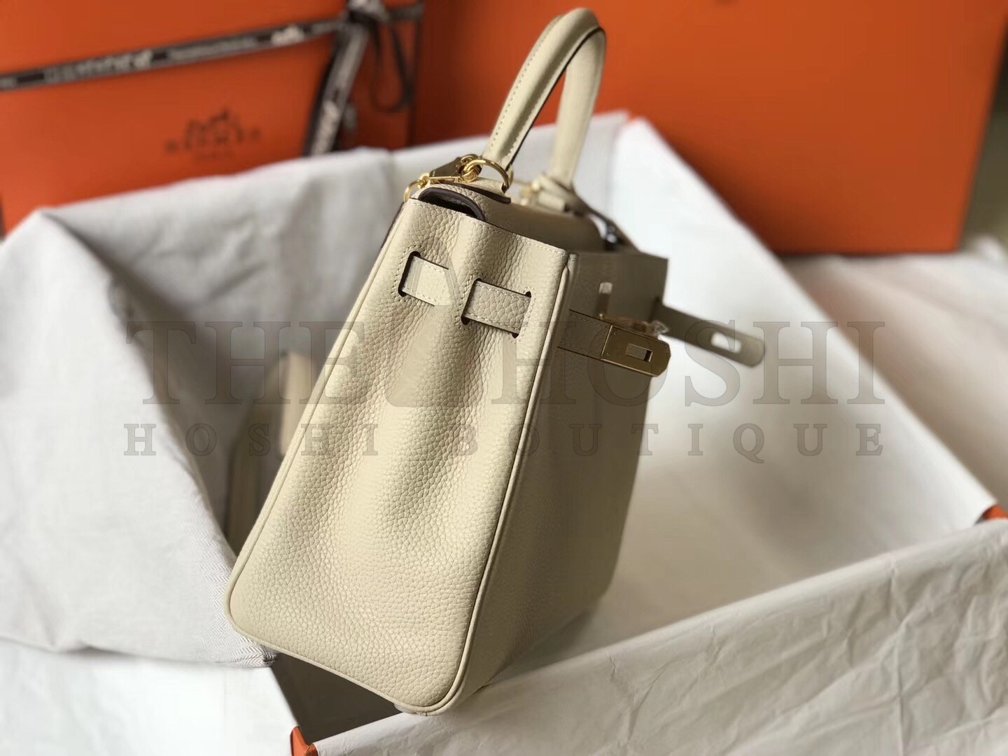 H**me5 Kelly 28cm Retourne Bag In Beton Clemence Leather Master Quality