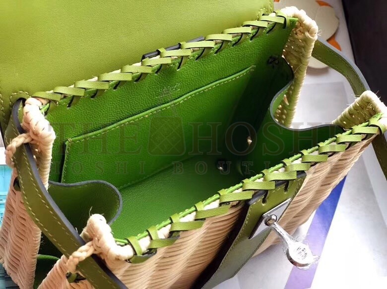 H**me5 Green Picnic Kelly Mini 20cm Wicker Bag Master Quality