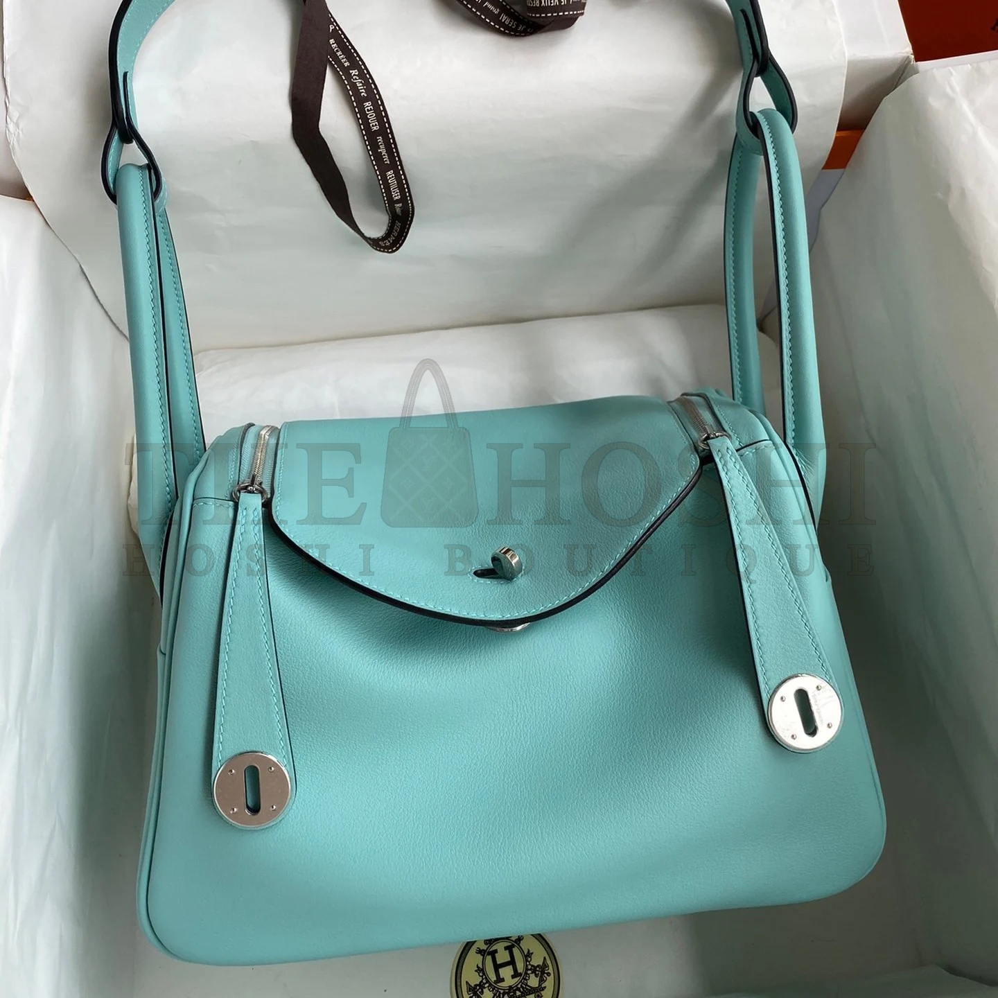 H**me5 Lindy 26 Handmade Bag In Blue Atoll Swift Calfskin Master Quality