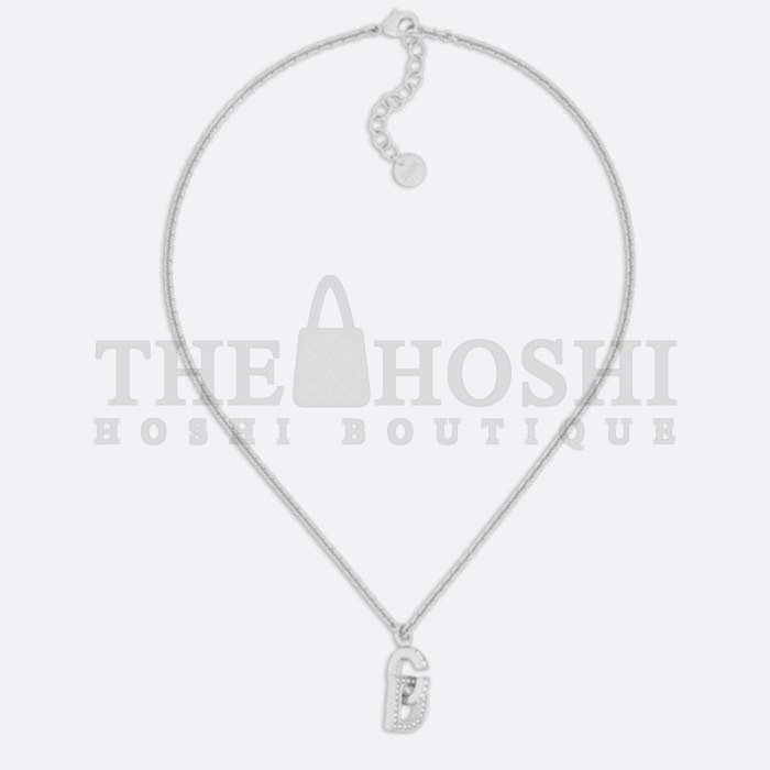 D10r Women CD Lock Necklace Silver-Finish Metal Silver-Tone Crystals Master Quality