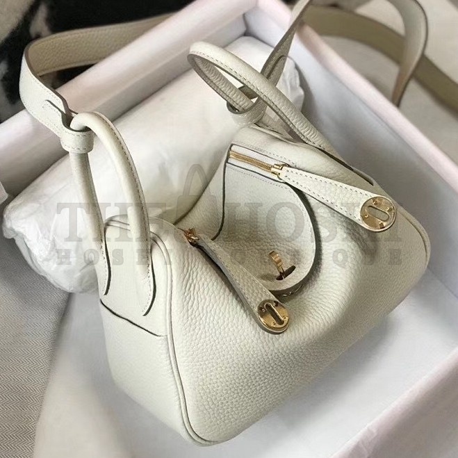 H**me5 Mini Lindy Bag In White Clemence Leather Master Quality