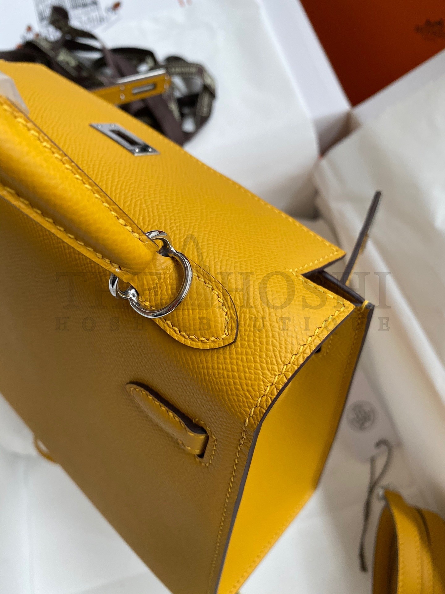 H**me5 Epsom Kelly 25cm Sellier Handmade Yellow Bag Master Quality