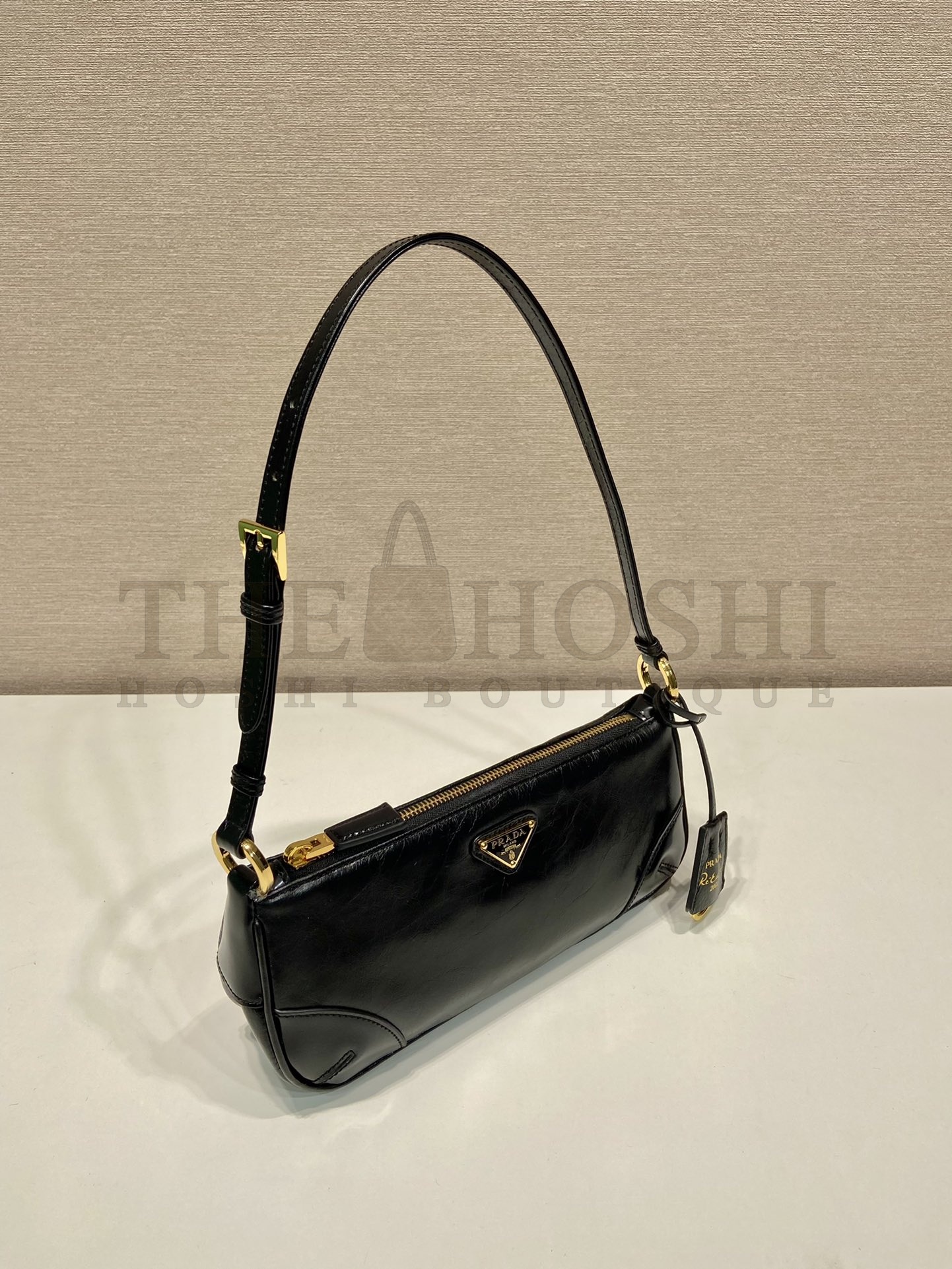 Pra*a Women Re-Edition 2002 Re-Nylon Brushed Leather Shoulder Bag Black Master Quality