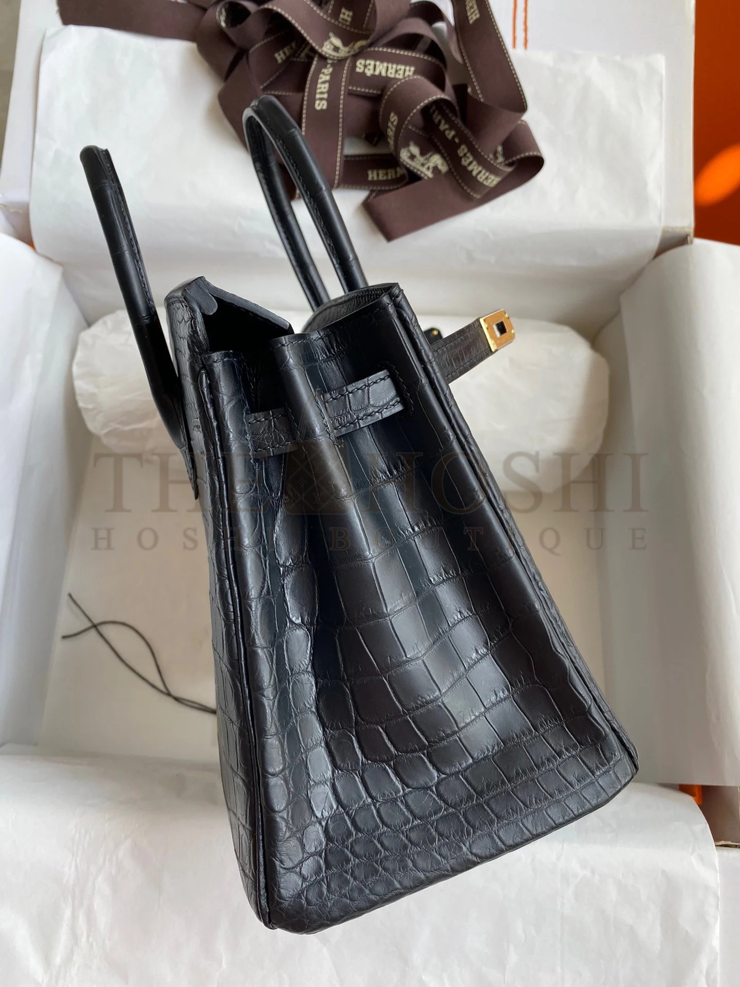 H**me5 Birkin 25 Handmade Bag In Black Crocodile Niloticus Matte Skin Master Quality