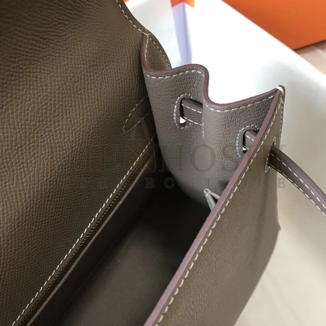 H**me5 Kelly 25cm Sellier Bag In Taupe Epsom Leather Master Quality