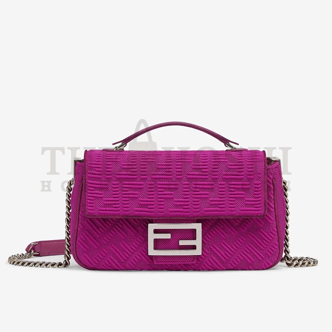F**di Baguette Chain Midi Bag In Fuchsia FF Fabric Master Quality