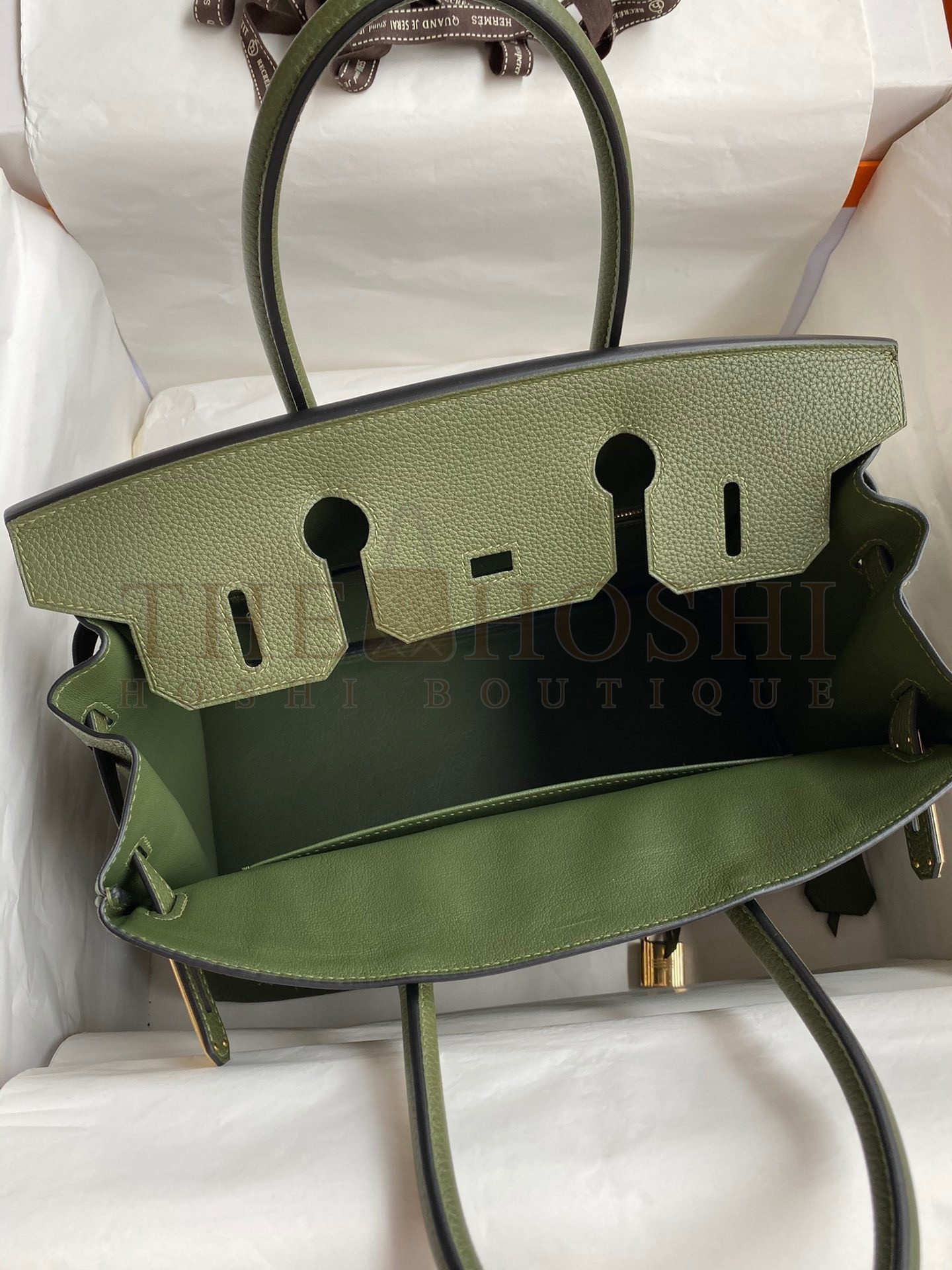 H**me5 Birkin 30 Retourne Handmade Bag In Green Clemence Leather Master Quality