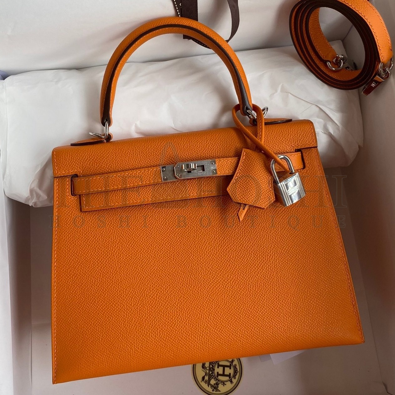 H**me5 Epsom Kelly 25cm Sellier Handmade Orange Bag Master Quality