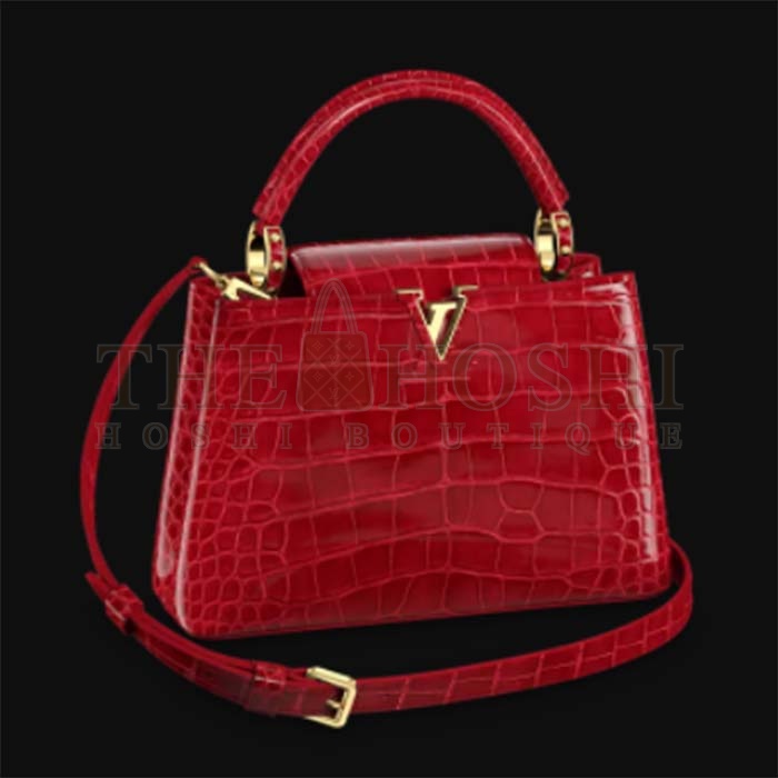 L0vis Vvtt0n LV Women Capucines BB Handbag Red Crocodilien Brillant Savoir Faire Master Quality