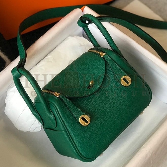 H**me5 Lindy Mini Bag In Malachite Clemence Leather GHW Master Quality