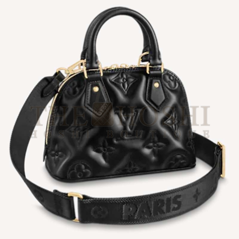 L0vis Vvtt0n LV Women Alma BB Handbag Black Quilted Embroidered Smooth Calf Master Quality