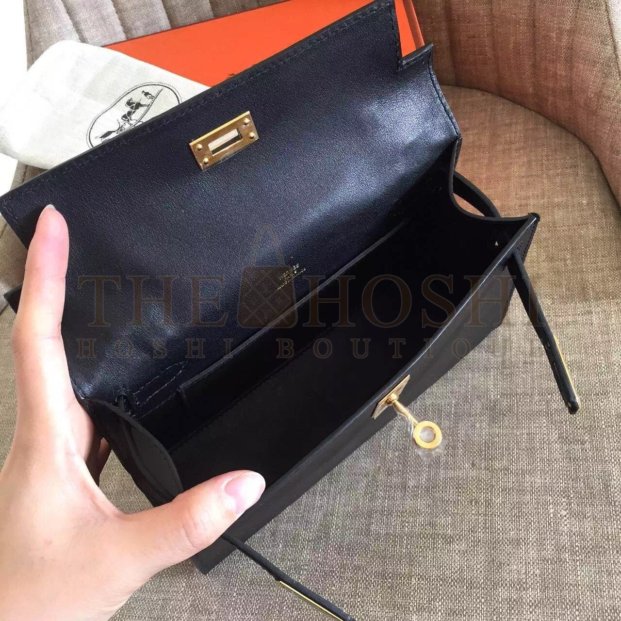 H**me5 Black Kelly Pochette Swift Handmade Bag Master Quality
