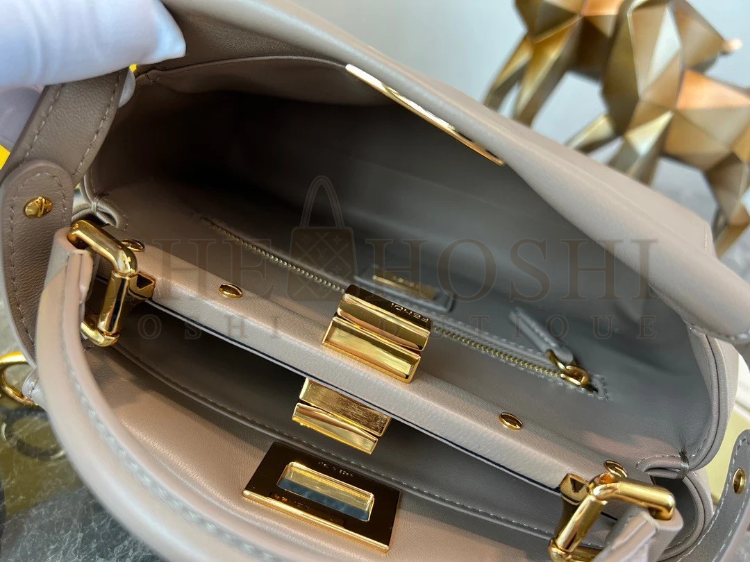 F**di Peekaboo Mini Bag In Dove Grey Nappa Leather Master Quality