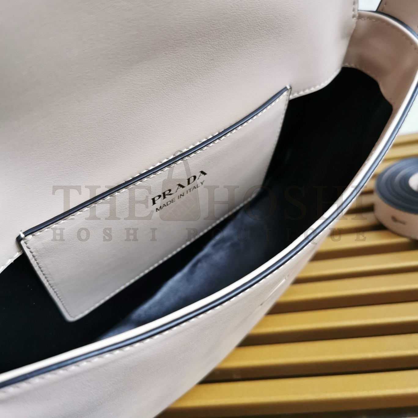 Pra*a Arque Shoulder Bag with Flap in Beige Leather Master Quality