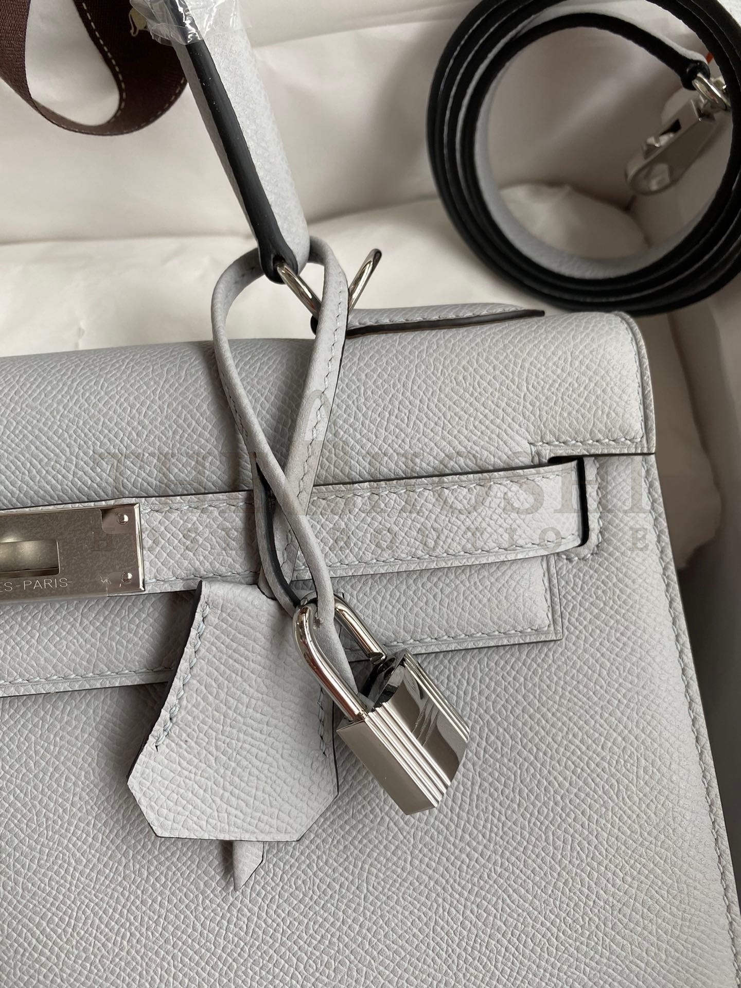 H**me5 Kelly Sellier 32 Handmade Bag in Blue Glacier Epsom Calfskin Master Quality