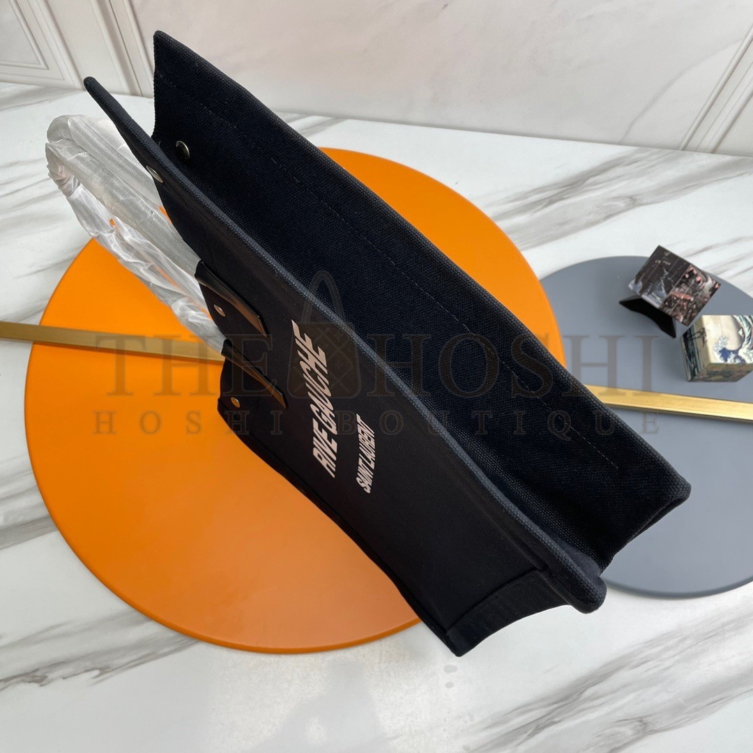 Sa1nt Lau*nt Rive Gauche Tote Bag in Black Linen and Leather Master Quality