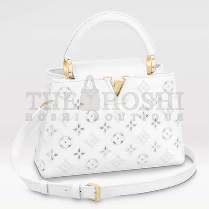 L0vis Vvtt0n LV Women Capucines BB Handbag White Calfskin Cowhide Leather Master Quality