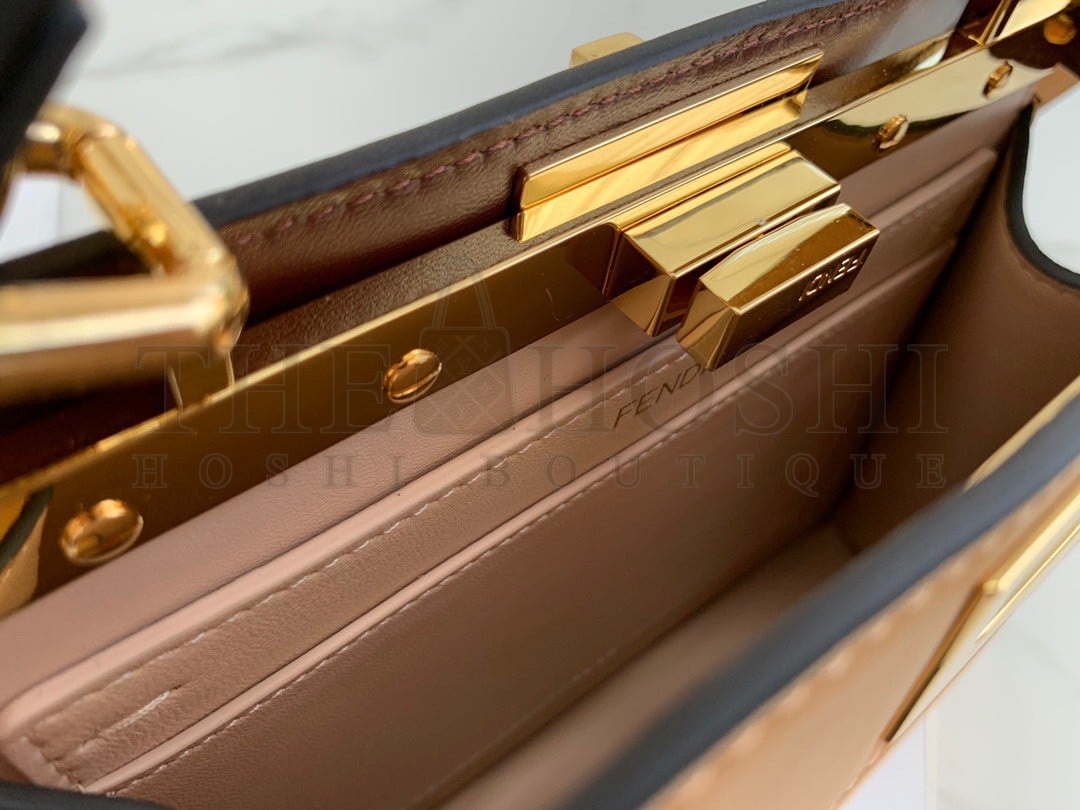 F**di Peekaboo ISeeU Small Bag In Beige Calfskin Master Quality