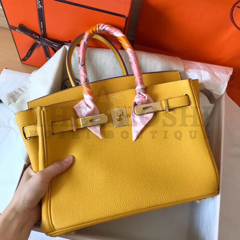 H**me5 Yellow Birkin 30cm Clemence Handmade Bag Master Quality