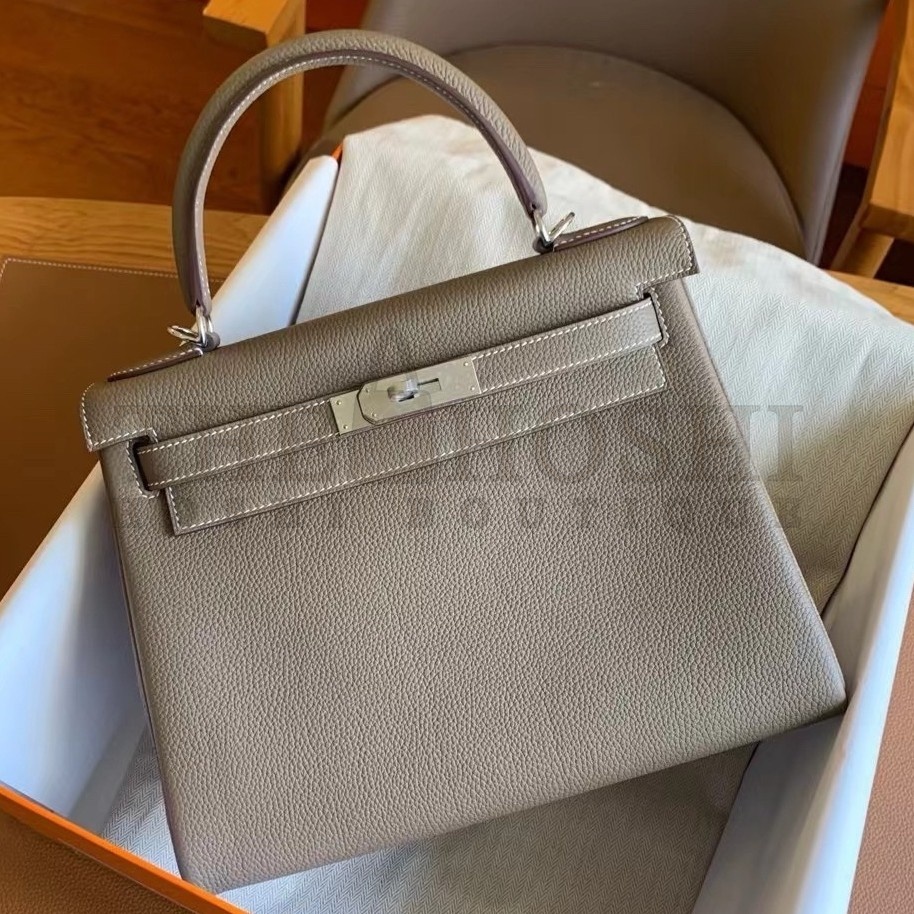 H**me5 Kelly Retourne 28 Handmade Bag In Taupe Togo Leather Master Quality