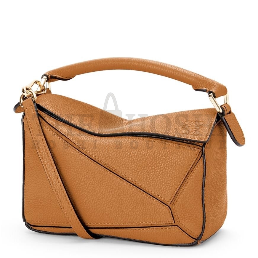 L0ew* Puzzle Mini Bag In Brown Grained Calfskin Master Quality