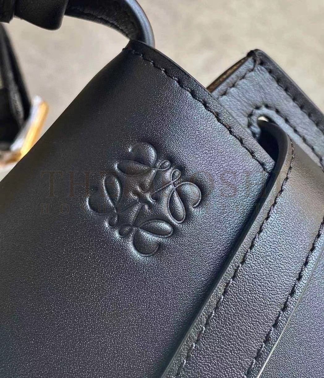 L0ew* Mini Gate Dual Bag In Black Calfskin Master Quality