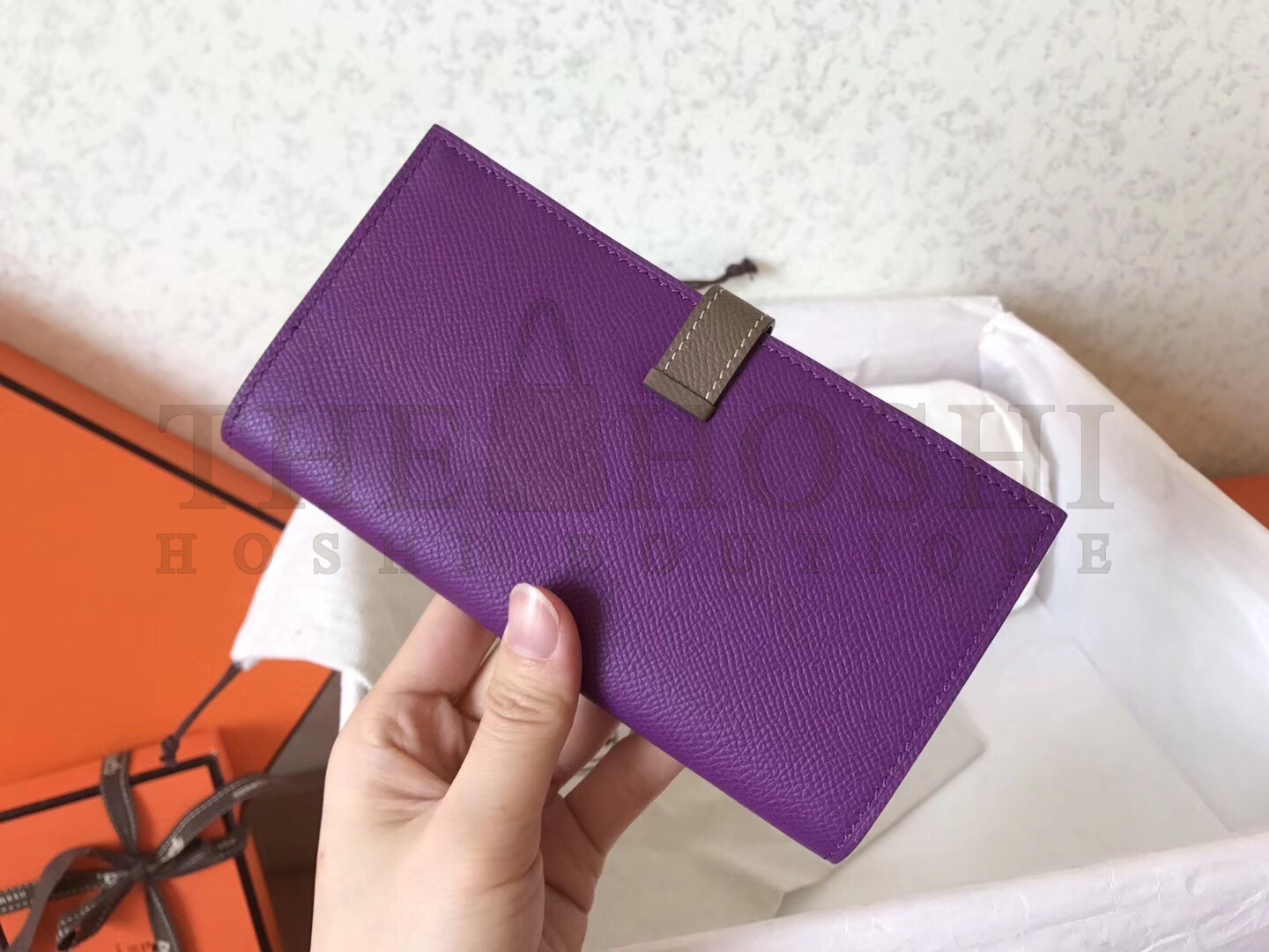 H**me5 Bi-Color Epsom Bearn Wallet Ultraviolet/Taupe Master Quality
