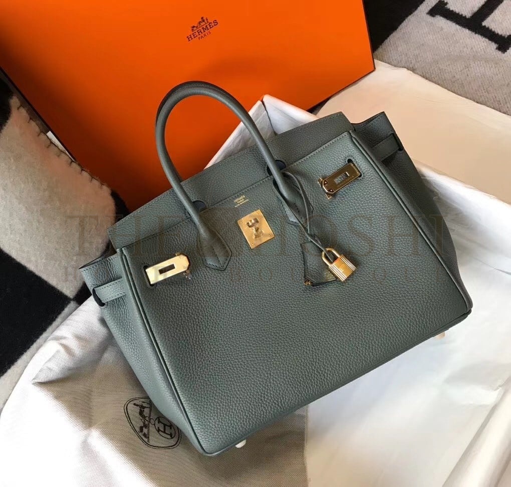 H**me5 Birkin 30 Bag in Vert Amande Clemence Leather with GHW Master Quality