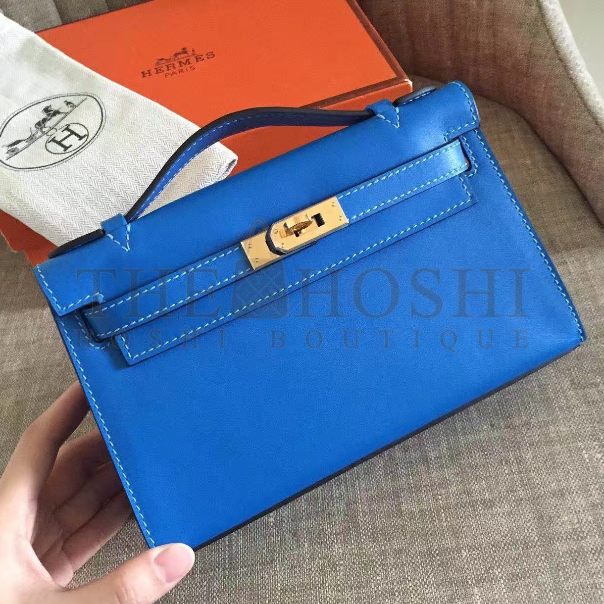 H**me5 Blue Kelly Pochette Swift Handmade Bag Master Quality