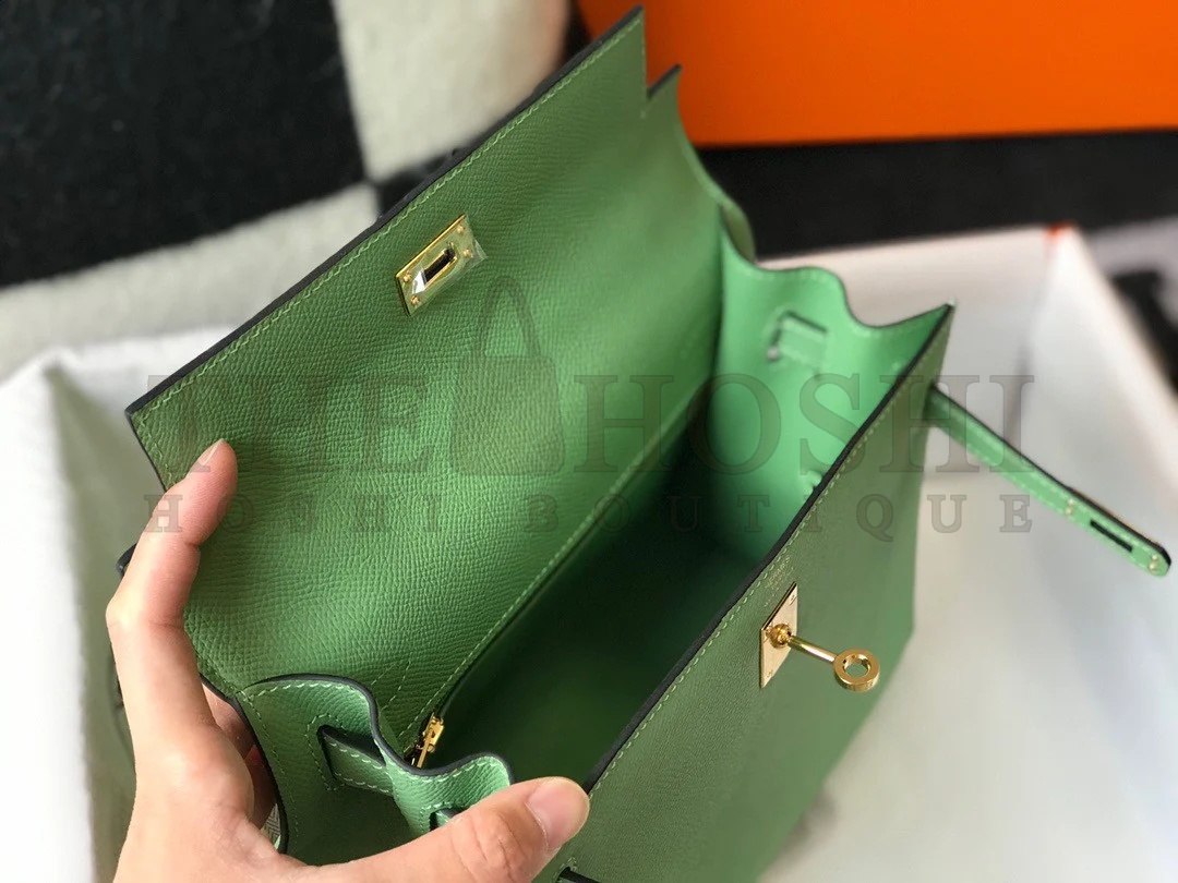 H**me5 Kelly 25cm Sellier Bag in Vert Criquet Epsom Calfskin GHW Master Quality