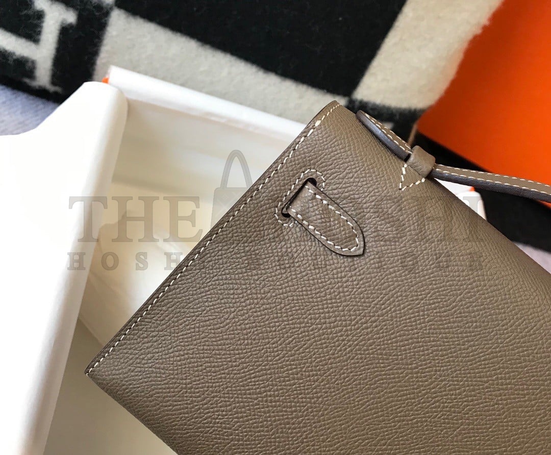 H**me5 Kelly Pochette Clutch Bag In Taupe Epsom Leather Master Quality