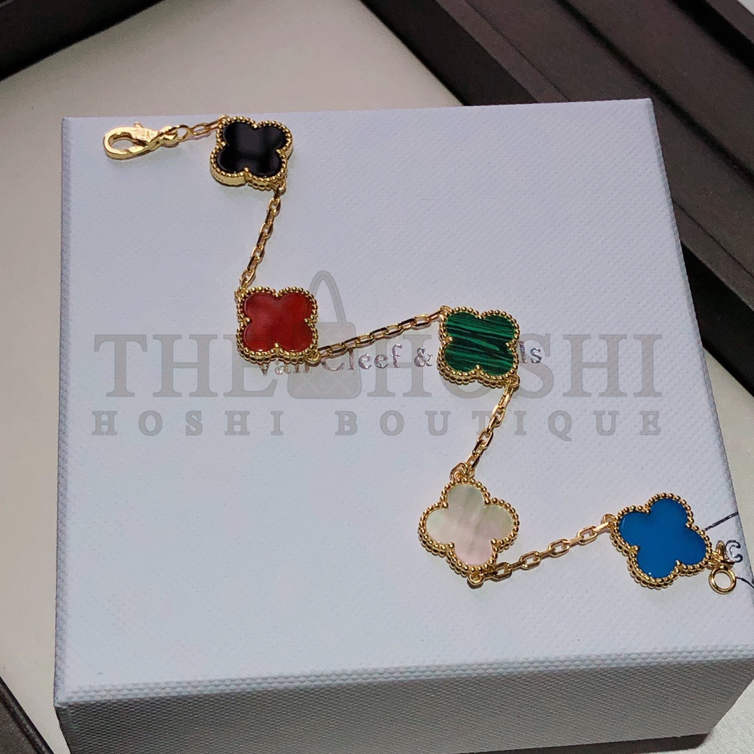 V*n Cl**f & Arpels Colorful Rainbow Bracelet, Vintage Alhambra bracelet, 5 motifs Master Quality