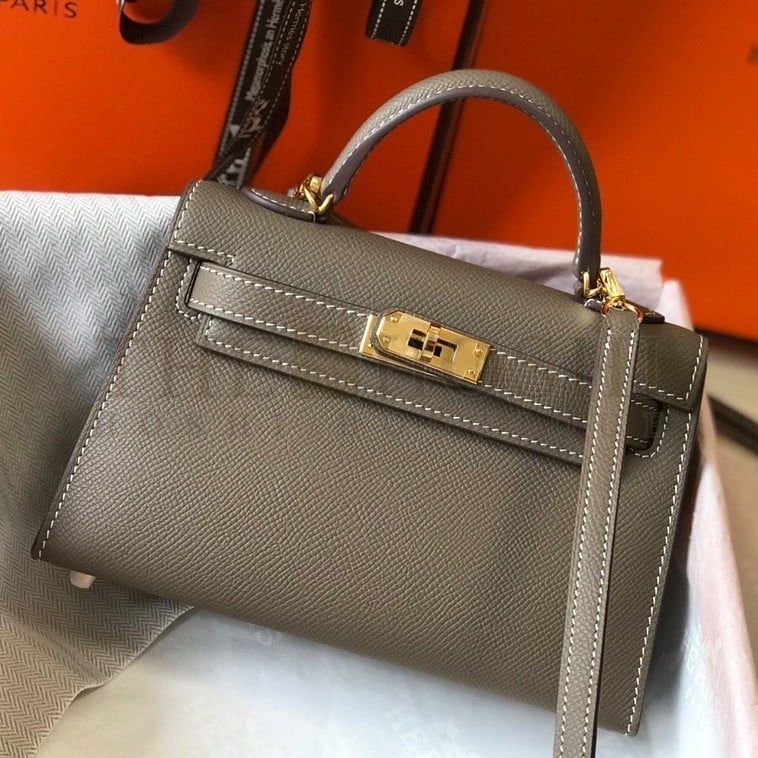 H**me5 Kelly Mini II Sellier Bag In Taupe Epsom Leather Master Quality