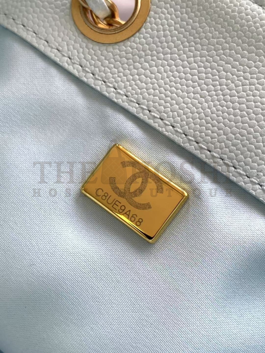 Ch**el 25C AS5293 Hobo Drawstring Bag Blue Caviar Leather with Gold Chain 30x26x14cm Master Quality