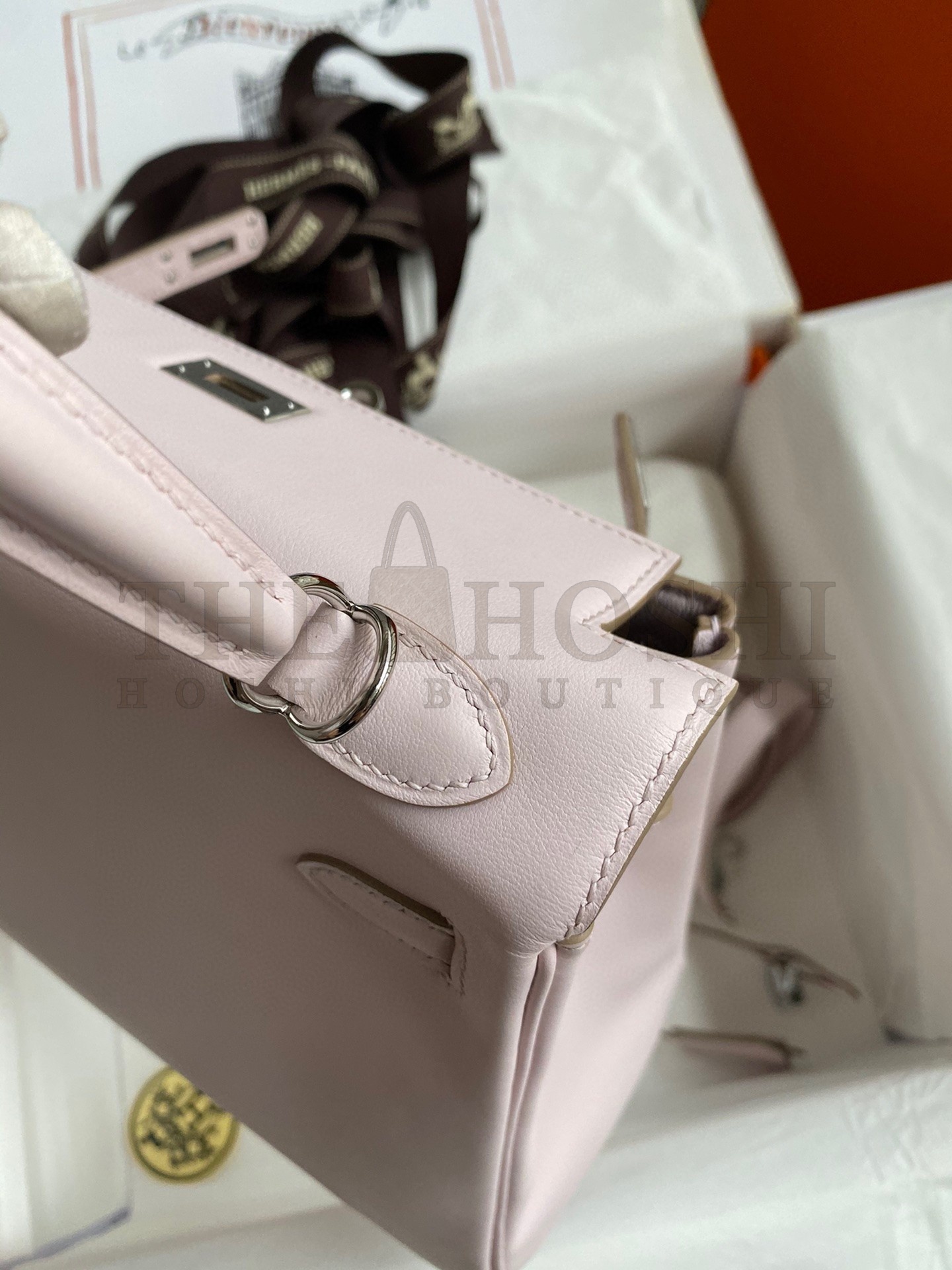 H**me5 Kelly Retourne 25 Handmade Bag In Mauve Pale Swift Calfskin Master Quality