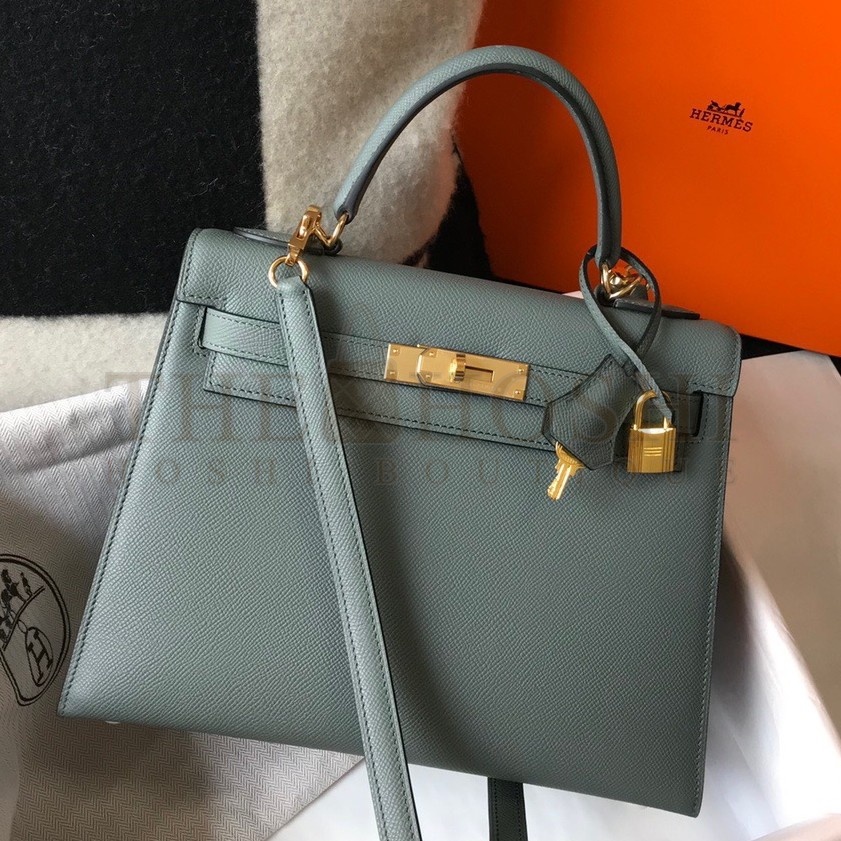 H**me5 Kelly 28cm Sellier Bag in Vert Amande Epsom Calfskin GHW Master Quality