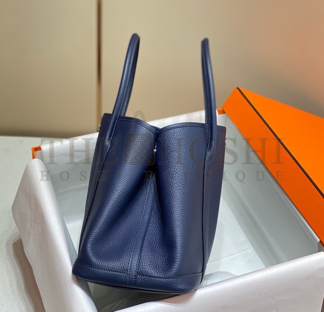 H**me5 Garden Party 36 Bag In Blue Saphir Clemence Leather Master Quality