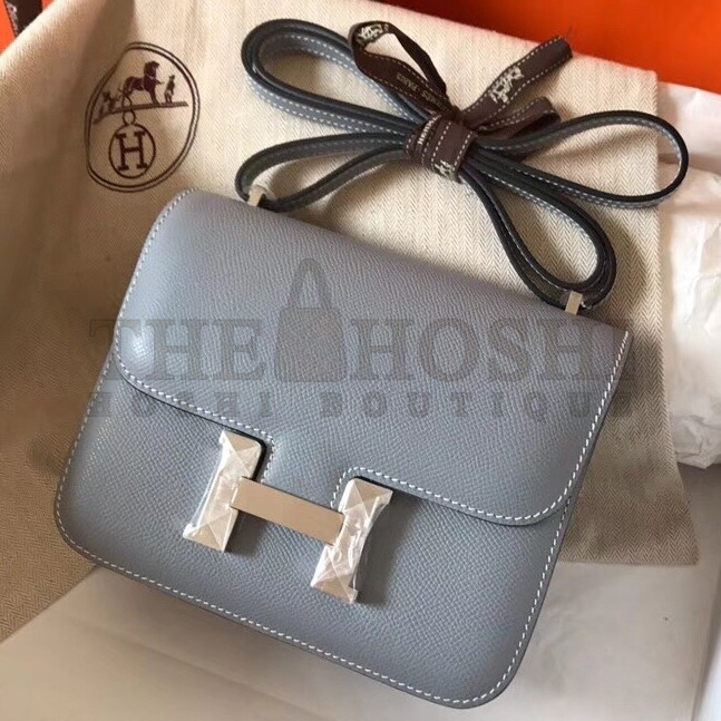 H**me5 Mini Constance 18cm Epsom Blue Lin Bag Master Quality