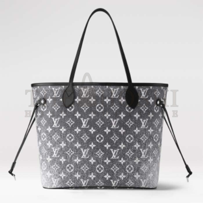 L0vis Vvtt0n LV Women Neverfull MM Tote Gray Denim Textile Jacquard Master Quality