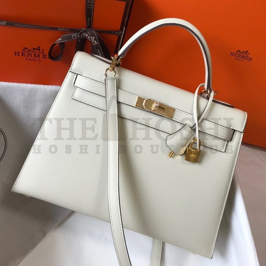 H**me5 Kelly 32cm Sellier Bag in Craie Epsom Calfskin GHW Master Quality