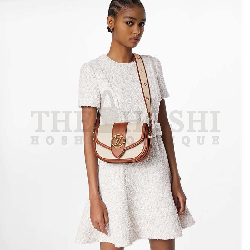 L0vis Vvtt0n LV Women Pont 9 Soft MM Handbag Caramel Brown Canvas Cowhide Master Quality