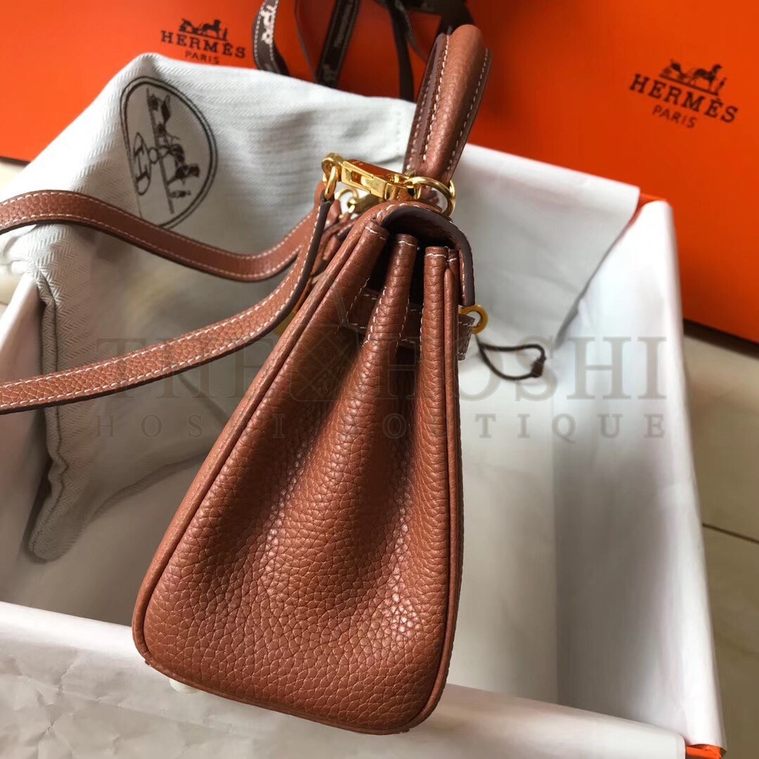 H**me5 Mini Kelly 20cm Bag In Brown Clemence Leather Master Quality