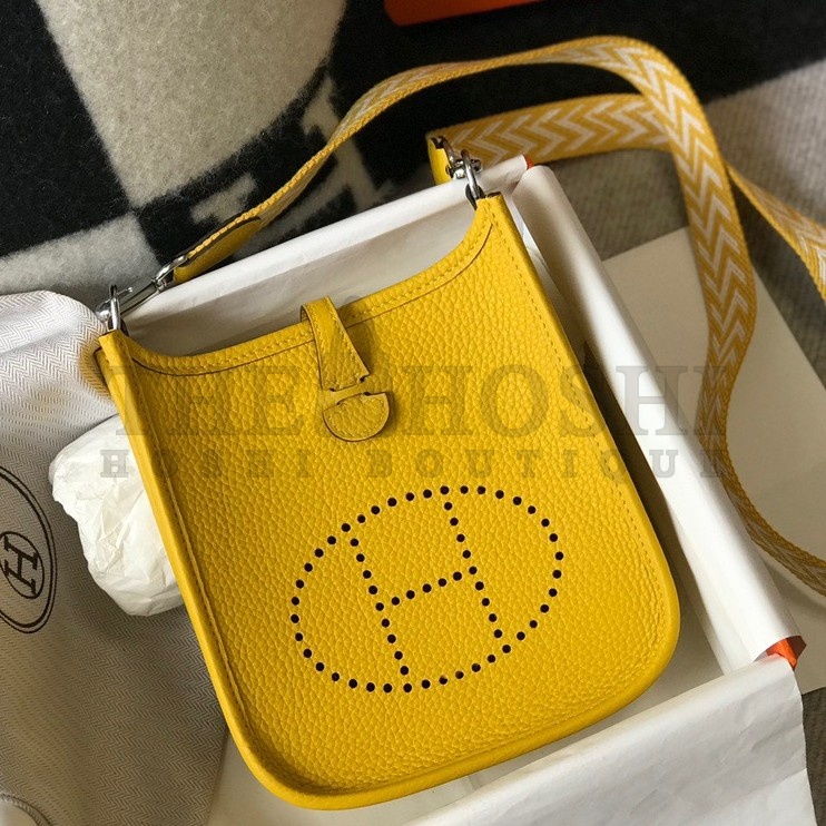 H**me5 Evelyne III Mini Bag In Yellow Clemence Leather Master Quality