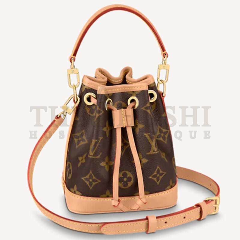 L0vis Vvtt0n LV Women Nano Noé Bucket Bag Monogram Coated Canvas Brown Master Quality