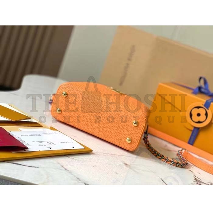 L0vis Vvtt0n LV Women Capucines Mini Handbag Ocre Orange Taurillon Cowhide Leather Master Quality