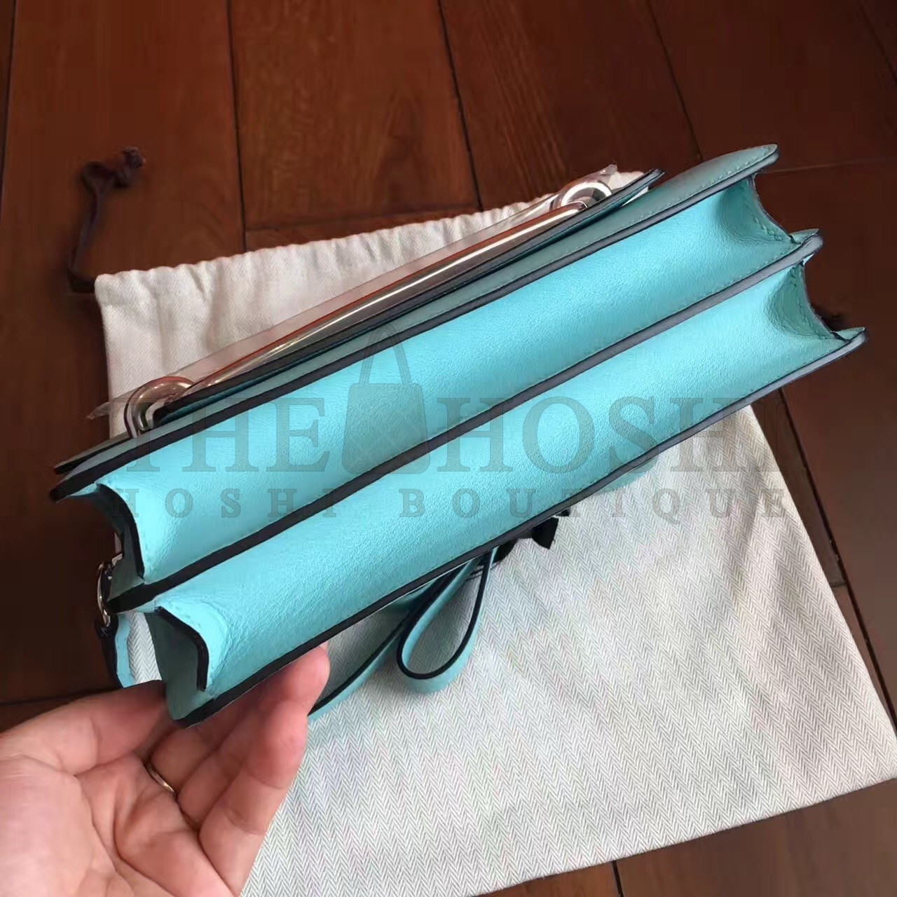 H**me5 Mini Sac Roulis Bag In Blue Atoll Swift Leather Master Quality